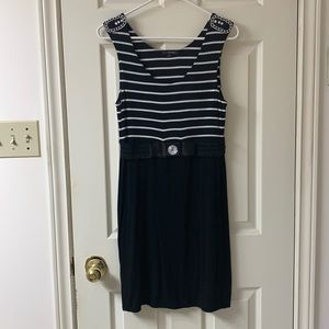 🌷3 for$25🌷Candy Couture, US M, Black & White Stripe Jewelled Sleeveless Dress